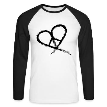 Peace Symbol Hippie Heart Peace Freedom Love - Unisex Long Sleeve Baseball T-Shirt - white/black - Front - Nik (191cm)