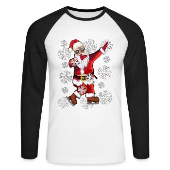 Santa Claus with cool glasses and skates - Unisex Long Sleeve Baseball T-Shirt - white/black - Front - Nik (191cm)