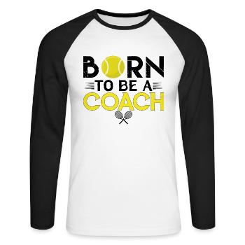 Tennistrainer | Tennistrainer Geschenk Das Beste - Unisex Baseballshirt langarm - Weiß/Schwarz - Vorne - Nik (191cm)