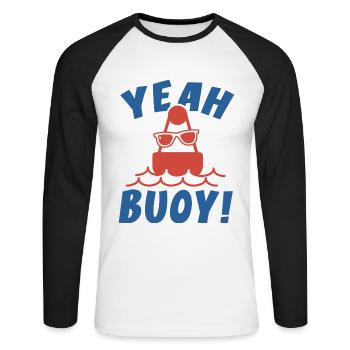 Ouais bouée! - T-shirt baseball manches longues Homme - blanc/noir - Devant - Nik (191cm)