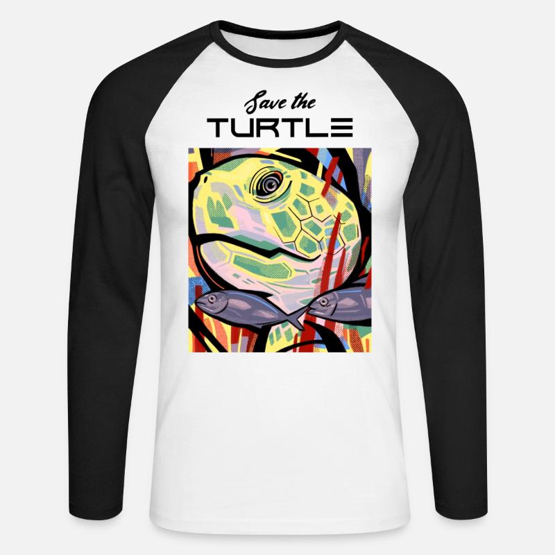 Turtle art work design - Unisex Baseballshirt langarm - Weiß/Schwarz