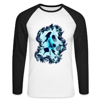 Underwater in the sea with sea life for divers - Unisex Long Sleeve Baseball T-Shirt - white/black - Front - Nik (191cm)
