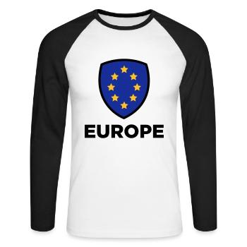 Le drapeau européen Union - T-shirt baseball manches longues Homme - blanc/noir - Devant - Nik (191cm)