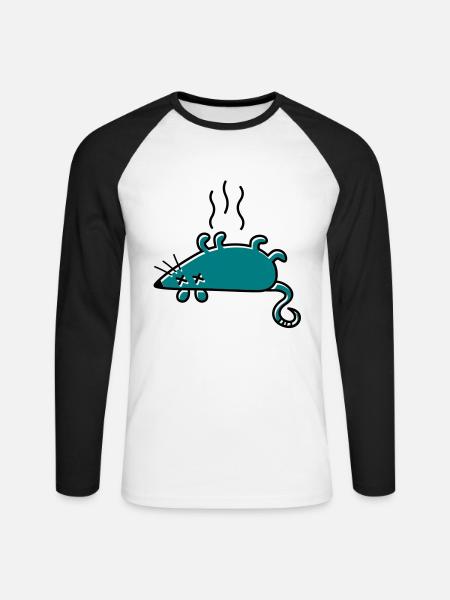 A dead mouse - Unisex Long Sleeve Baseball T-Shirt - white/black
