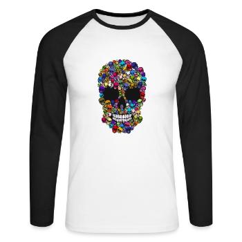 tete de mort crane 100 multiple skull co - T-shirt baseball manches longues Homme - blanc/noir - Devant - Nik (191cm)