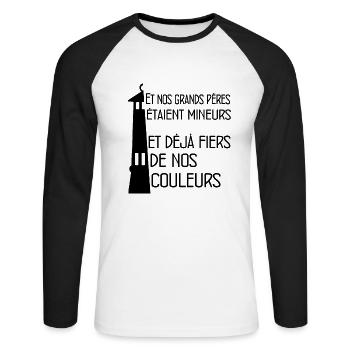 Mineurs Lensois - T-shirt baseball manches longues Homme - blanc/noir - Devant - Nik (191cm)