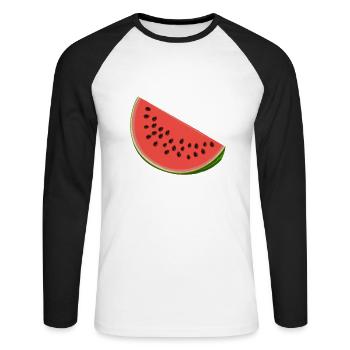 Pastèque aux graines - T-shirt baseball manches longues Homme - blanc/noir - Devant - Nik (191cm)