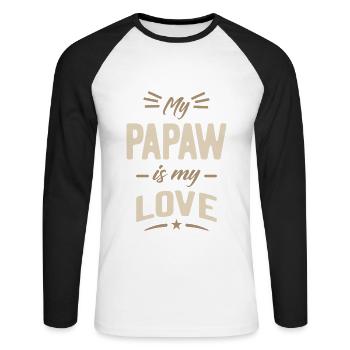 Mon papaw est mon amour - T-shirt baseball manches longues Homme - blanc/noir - Devant - Nik (191cm)