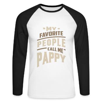 Pappy préféré - T-shirt baseball manches longues Homme - blanc/noir - Devant - Nik (191cm)