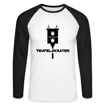 Diable Box - T-shirt baseball manches longues Homme - blanc/noir - Devant - Nik (191cm)