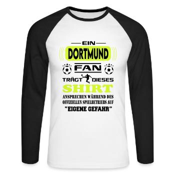 Fußball Fan Fussballverein Dortmund - Unisex Baseballshirt langarm - Weiß/Schwarz - Vorne - Nik (191cm)
