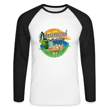 Griechenland - Mein Paradies - Unisex Baseballshirt langarm - Weiß/Schwarz - Vorne - Nik (191cm)