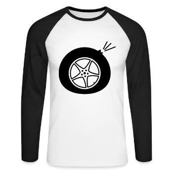Autoreifen mit Panne - Unisex Baseballshirt langarm - Weiß/Schwarz - Vorne - Nik (191cm)