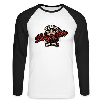 Der Beste Bergretter der Welt - Geburstags - Unisex Baseballshirt langarm - Weiß/Schwarz - Vorne - Nik (191cm)