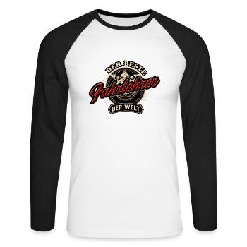 Der Beste Fahrlehrer der Welt - Geburstags - Unisex Baseballshirt langarm - Weiß/Schwarz - Vorne - Nik (191cm)