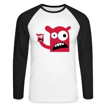 Un monstre avec une poupée Monster - T-shirt baseball manches longues Homme - blanc/noir - Devant - Nik (191cm)