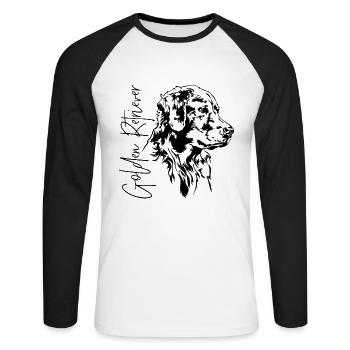 Golden Retriever Portrait Chien Chiens Wilsigns - T-shirt baseball manches longues Homme - blanc/noir - Devant - Nik (191cm)