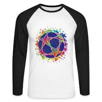 Colorful Football Splash Football Lover Game Day - Unisex Long Sleeve Baseball T-Shirt - white/black - Front - Nik (191cm)