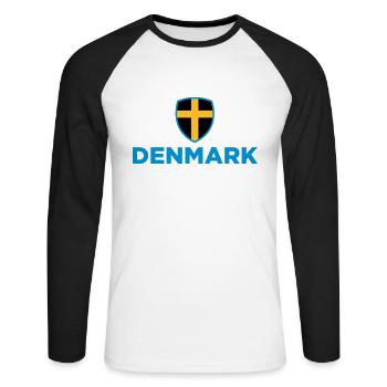 Nationalflagge von Dänemark - Unisex Baseballshirt langarm - Weiß/Schwarz - Vorne - Nik (191cm)