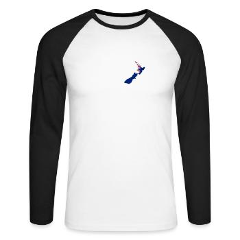 I love New Zealand - New Zealand - heartbeat - Unisex Long Sleeve Baseball T-Shirt - white/black - Front - Nik (191cm)