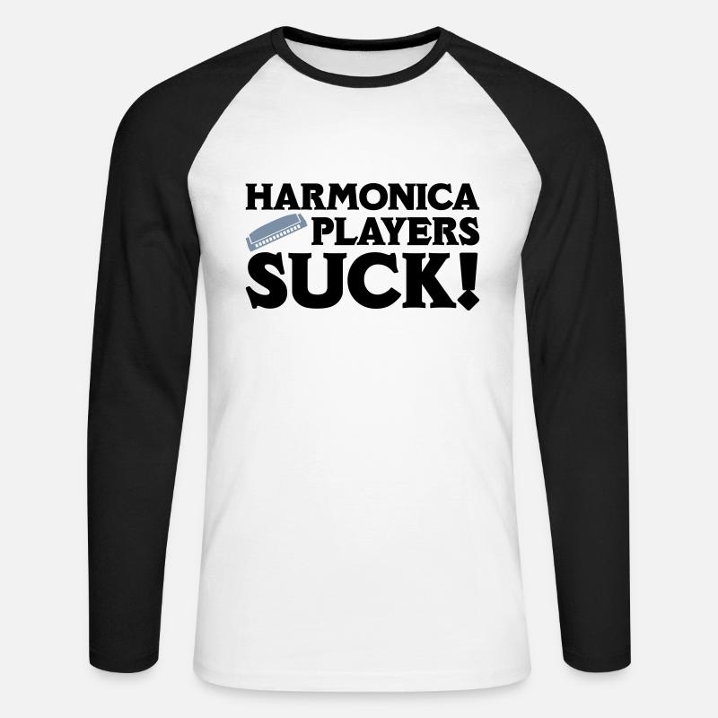 Harmonica Players Suck! - Unisex Baseballshirt langarm - Weiß/Schwarz