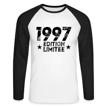 1997 Limited Edition Geburtstagsgeschenk!! - Unisex Baseballshirt langarm - Weiß/Schwarz - Vorne - Nik (191cm)