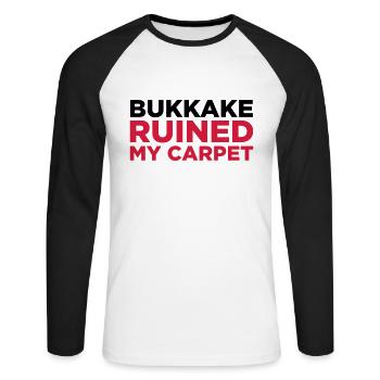 Bukkake a ruiné mon tapis! - T-shirt baseball manches longues Homme - blanc/noir - Devant - Nik (191cm)