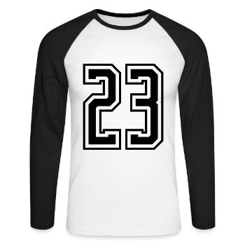 23 Number number - Unisex Long Sleeve Baseball T-Shirt - white/black - Front - Nik (191cm)