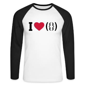 I LOVE PUSSY - J'AIME PUSSY - ASCII - T-shirt baseball manches longues Homme - blanc/noir - Devant - Nik (191cm)