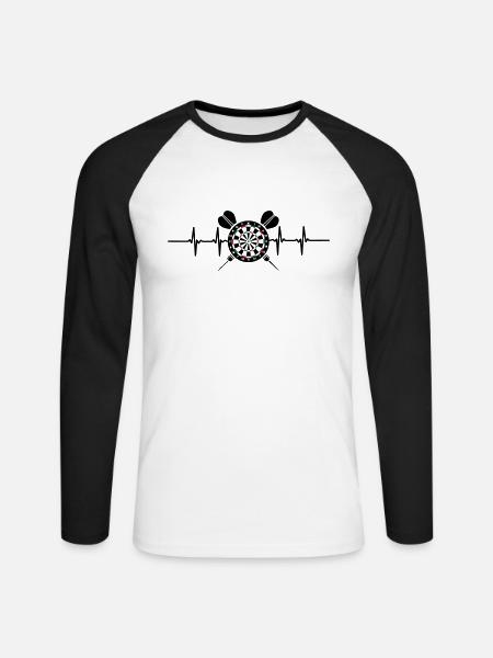 Heart Beat Darts - Unisex Long Sleeve Baseball T-Shirt - white/black