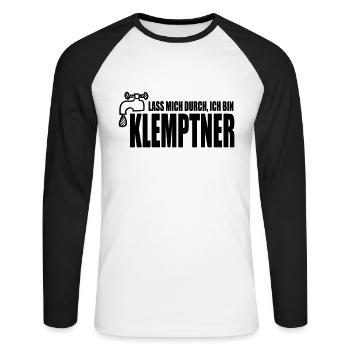Lass mich durch, ich bin Klemptner - Unisex Baseballshirt langarm - Weiß/Schwarz - Vorne - Nik (191cm)