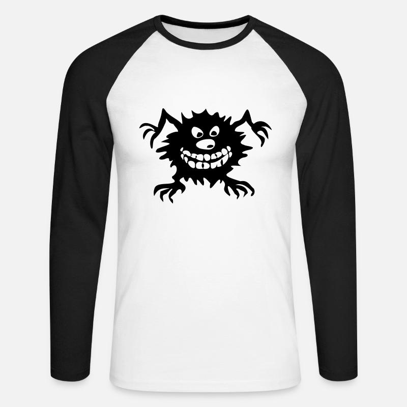Monster - Eater - Unisex Baseballshirt langarm - Weiß/Schwarz