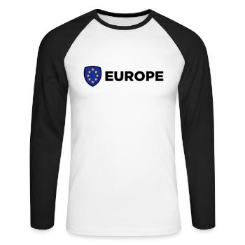 Le drapeau européen Union - T-shirt baseball manches longues Homme - blanc/noir - Devant - Nik (191cm)