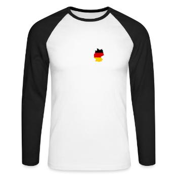 I love Germany - heartbeat - Unisex Long Sleeve Baseball T-Shirt - white/black - Front - Nik (191cm)