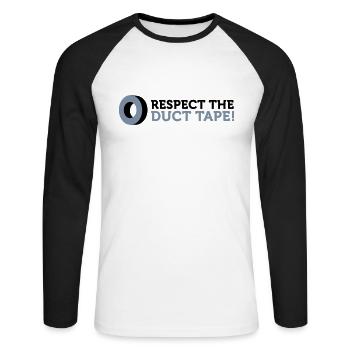 Respecter la Duct Tape! - T-shirt baseball manches longues Homme - blanc/noir - Devant - Nik (191cm)
