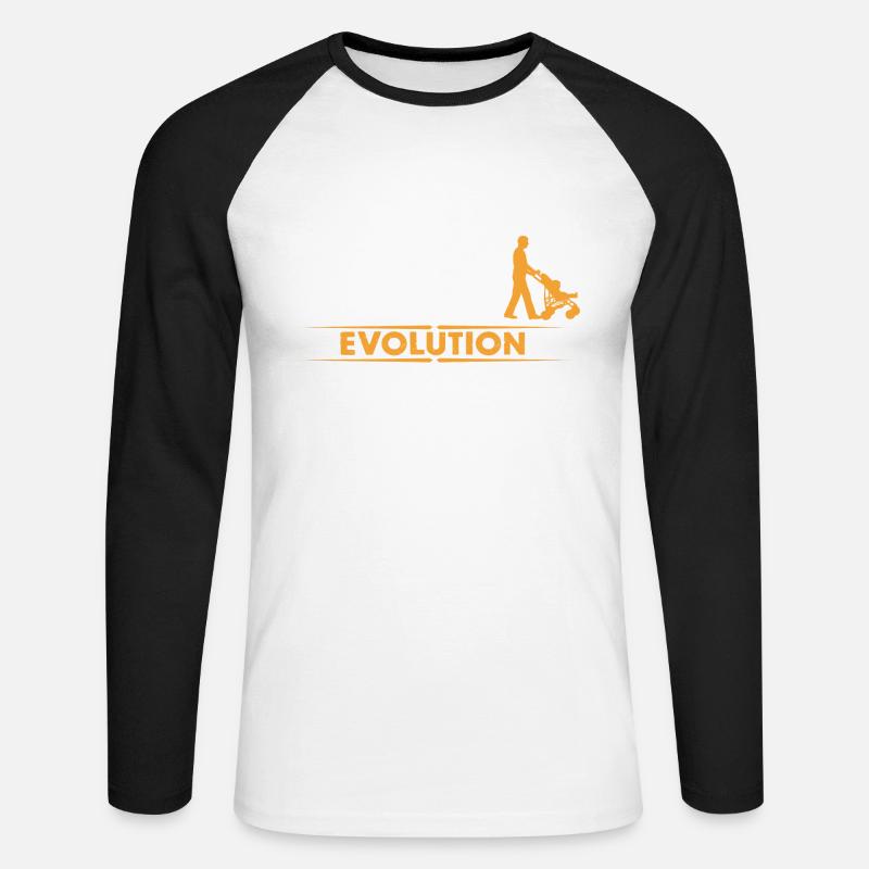 Walking Dad - Evolution - Unisex Baseballshirt langarm - Weiß/Schwarz