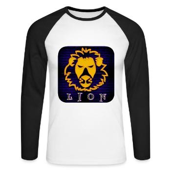 LION (Lion) - T-shirt baseball manches longues Homme - blanc/noir - Devant - Nik (191cm)