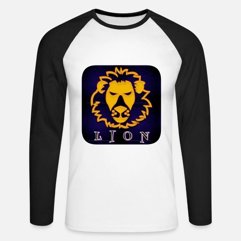 LION (Löwe) - Unisex Baseballshirt langarm - Weiß/Schwarz