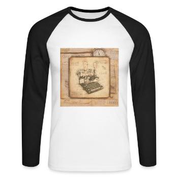 Vintage Art für Autoren & Schriftsteller - Unisex Baseballshirt langarm - Weiß/Schwarz - Vorne - Nik (191cm)