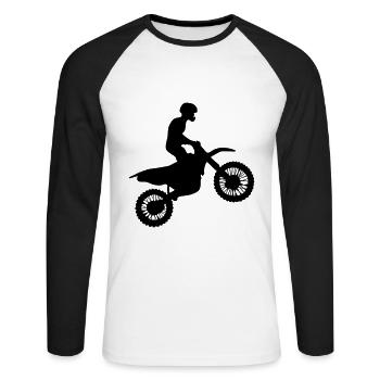 Motocross Biker Enduro Cross Bike Motorbike Wheelie - Unisex Long Sleeve Baseball T-Shirt - white/black - Front - Nik (191cm)