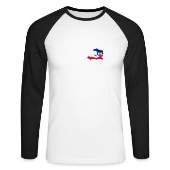 J’aime Haïti - battement de coeur - T-shirt baseball manches longues Homme - blanc/noir - Devant - Nik (191cm)
