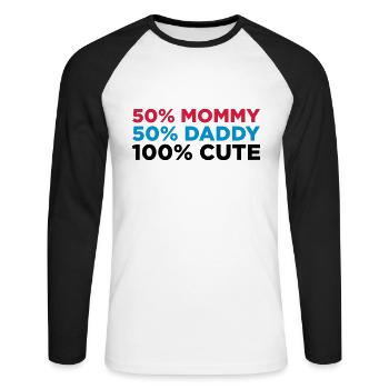 50% Mama. 50% Papa. 100% niedlich! - Unisex Baseballshirt langarm - Weiß/Schwarz - Vorne - Nik (191cm)