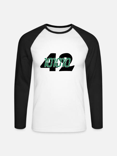 101010 (2c) - Unisex Long Sleeve Baseball T-Shirt - white/black