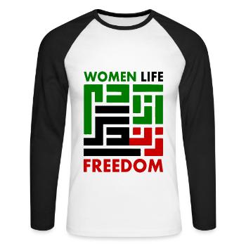 women life freedom Zan zendegi azadi - T-shirt baseball manches longues Homme - blanc/noir - Devant - Nik (191cm)