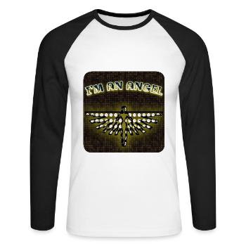 Je suis un ange - Club WoW - 2023 - T-shirt baseball manches longues Homme - blanc/noir - Devant - Nik (191cm)