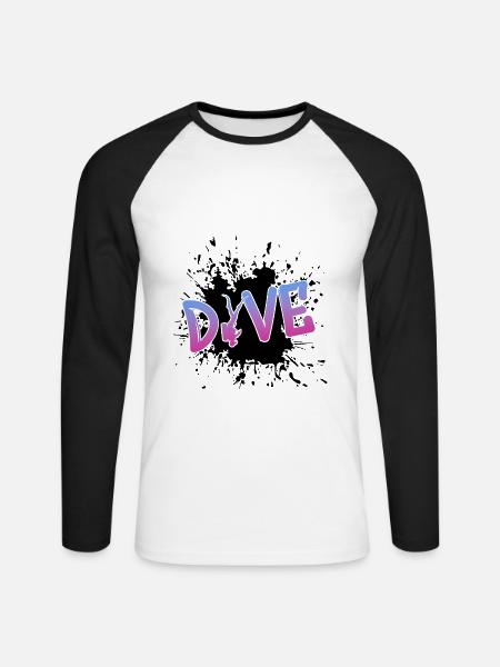 tauchen dive diver - Unisex Baseballshirt langarm - Weiß/Schwarz
