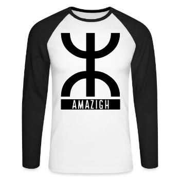 Amazigh - Unisex Long Sleeve Baseball T-Shirt - white/black - Front - Nik (191cm)