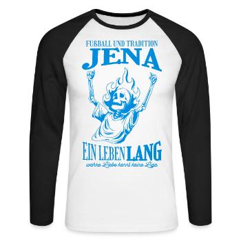 Cadeau de football Jena Tradition - T-shirt baseball manches longues Homme - blanc/noir - Devant - Nik (191cm)
