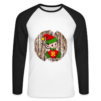 elf r - Unisex Baseballshirt langarm - Weiß/Schwarz - Vorne - Nik (191cm)