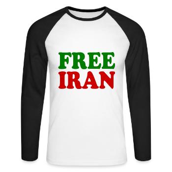 Free iran - Unisex Baseballshirt langarm - Weiß/Schwarz - Vorne - Nik (191cm)